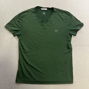 Lacoste 100% Pima Cotton V-Neck T-Shirt Men's Size Medium Green France Size 4